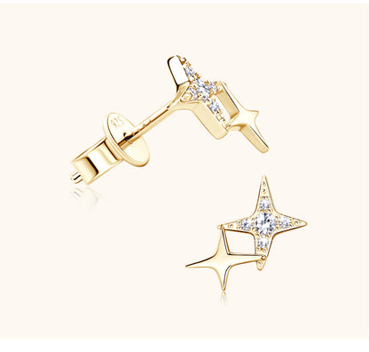 Simple Style Star Sterling Silver Gra Plating Inlay Moissanite Ear Studs