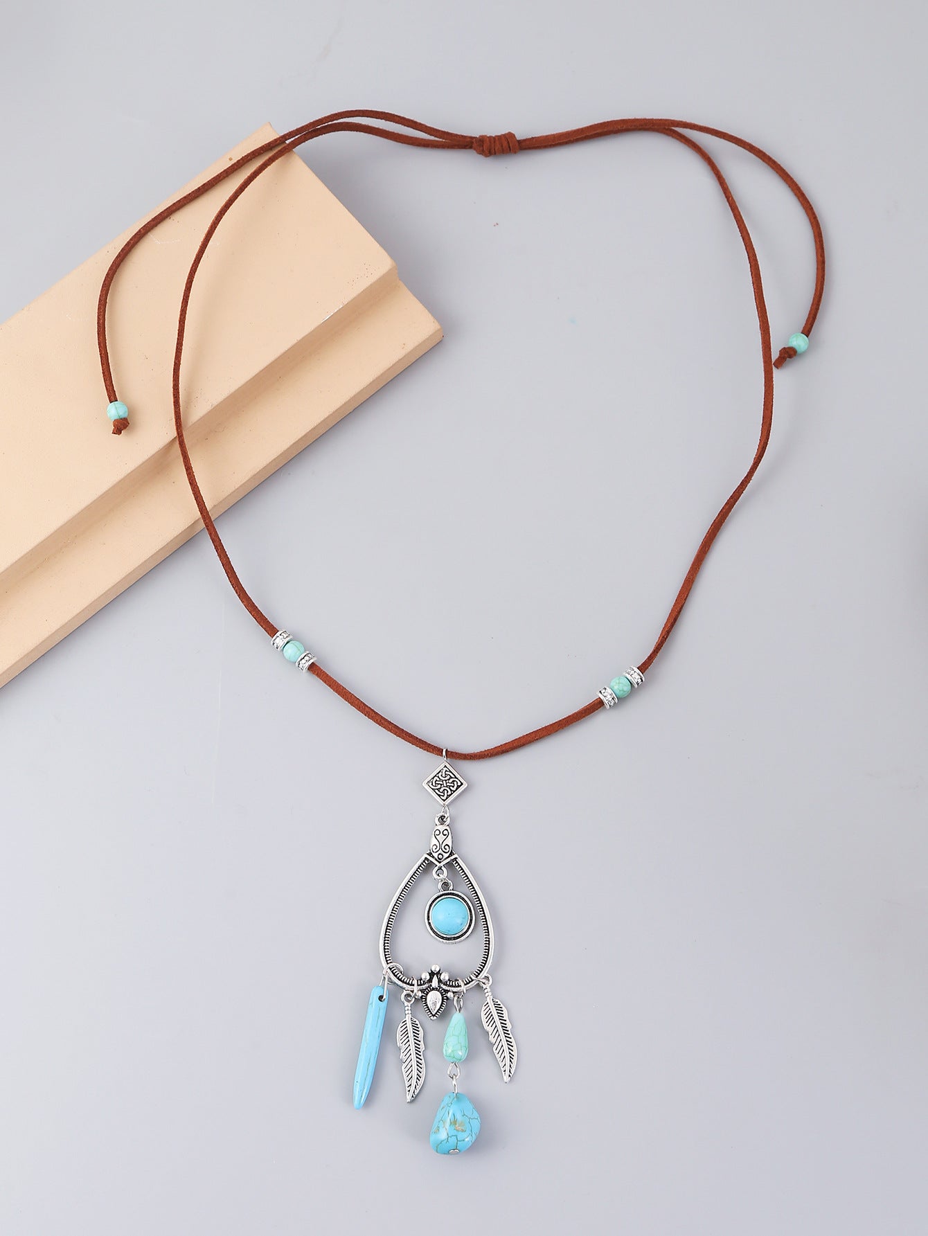 Ethnic Style Water Droplets Alloy Turquoise Plating Women's Pendant Necklace 1 Piece