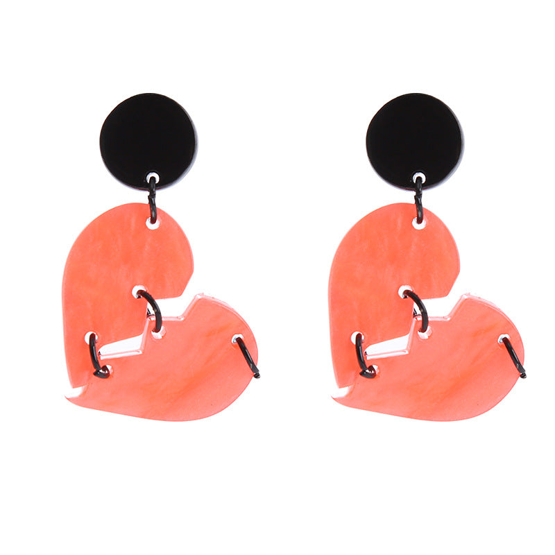 Fashion Letter Heart Shape Arylic Stoving Varnish Women's Drop Earrings 1 Pair