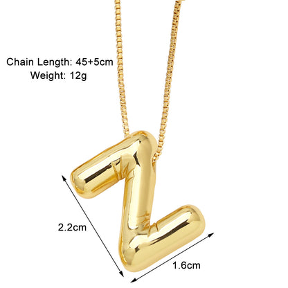 Simple Style Letter Copper Plating Pendant Necklace