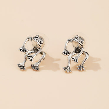 Halloween Ear Accessories Personality Alternative Retro Antique Silver Funny Frog Earrings Cross-border Earrings