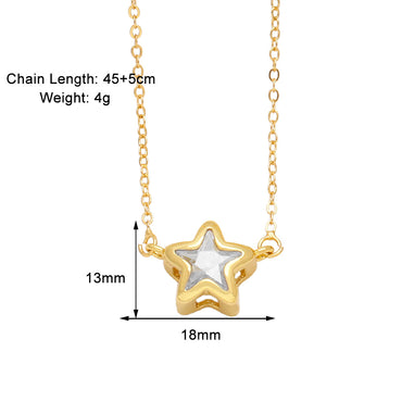 Copper Simple Style Star Plating Inlay Zircon Pendant Necklace