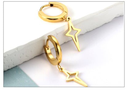 1 Pair Fashion Star Stainless Steel Star Plating Hollow Out Drop Earrings