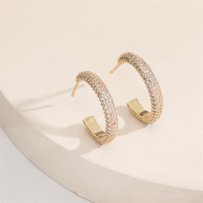 1 Pair Simple Style Geometric Copper Inlay Zircon 18k Gold Plated Earrings