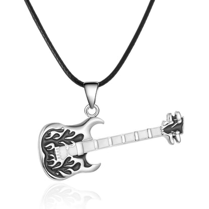 Casual Streetwear Guitar Stainless Steel Plating Pendant Necklace