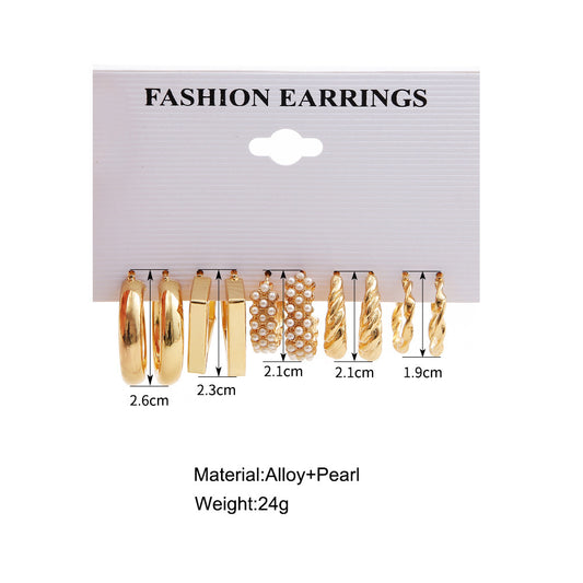 Retro Geometric Plating Alloy Artificial Pearls Earrings