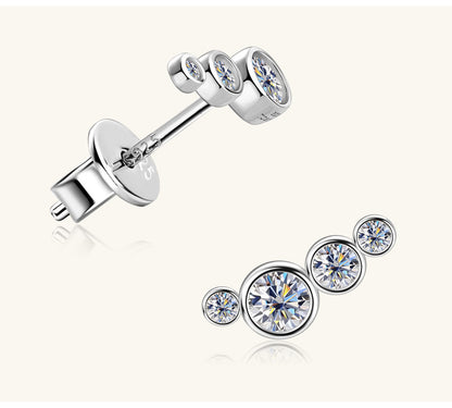 Simple Style Geometric Sterling Silver Gra Plating Inlay Moissanite Ear Studs