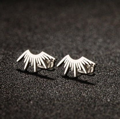 1 Pair Simple Style Sector Stainless Steel Irregular Plating Ear Studs