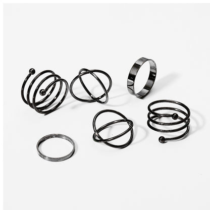 Joint Ring Wholesale Creative Simple Stacked Spiral Ring Set 6 Piece Set