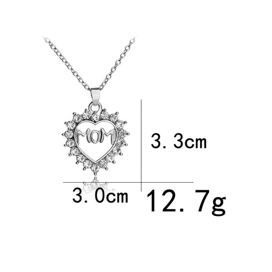 Fashion Letter Mom Necklace Sun Pattern Hollow Heart-shaped Alloy Necklace