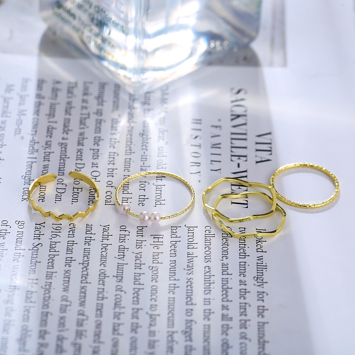 Golden Creative Ins Wind Index Knuckle Ring Tail Ring Five-piece Set