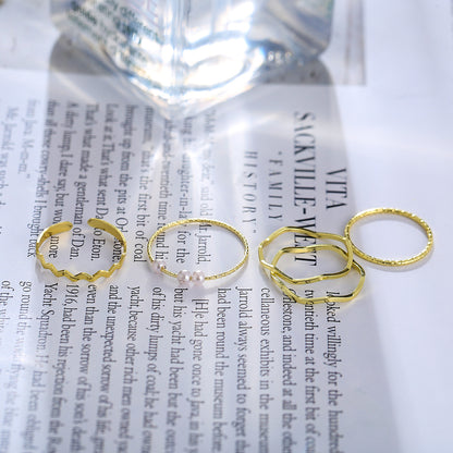 Golden Creative Ins Wind Index Knuckle Ring Tail Ring Five-piece Set