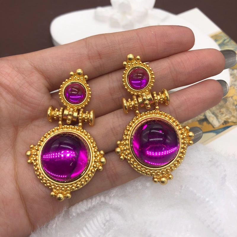 1 Pair Cute Geometric Alloy Plating Glass Women's Drop Earrings