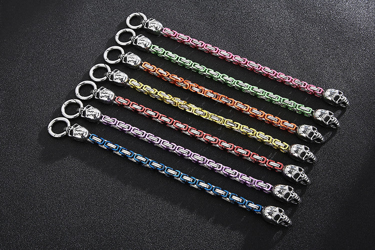 New Hip-hop Pattern Chain Skull Head Titanium Steel Hollow Thick Bracelet