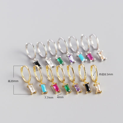 S925 Sterling Silver Geometric Rectangular Zircon Earrings Wholesale Gooddiy