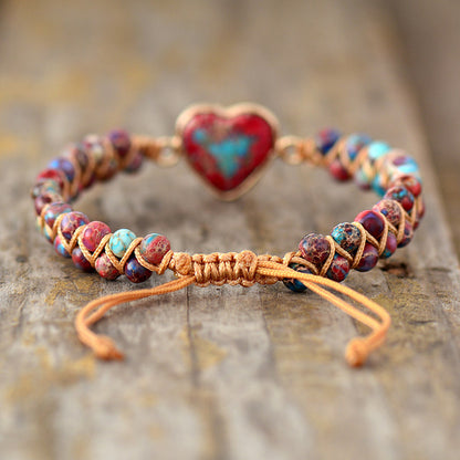 Vintage Style Colorful Heart Shape Emperor Stone Bracelets In Bulk