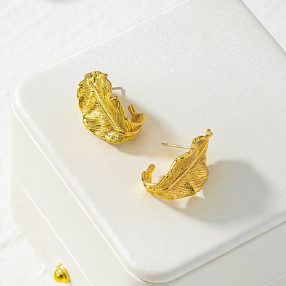1 Pair Simple Style Leaves Copper Ear Studs