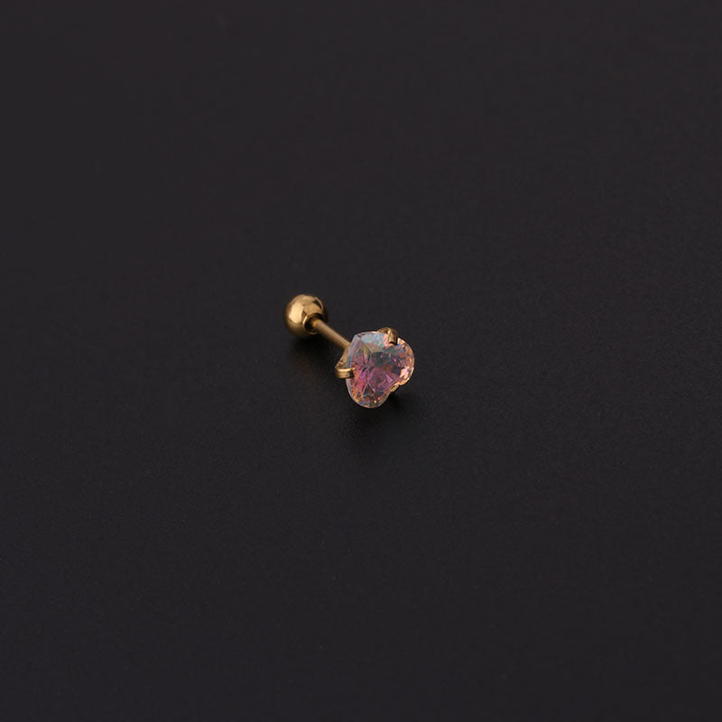 Vintage Color Zircon Stainless Steel Screw Fine Needle Ear Bone Studs Single Wholesale Gooddiy