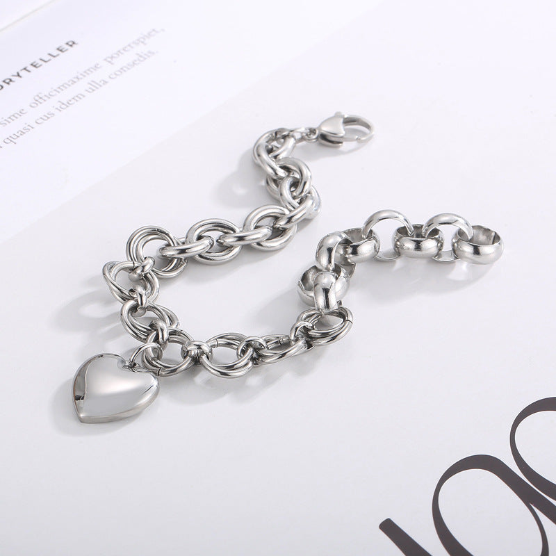 Fashion Heart Shape Titanium Steel Bracelets Stainless Steel Bracelets