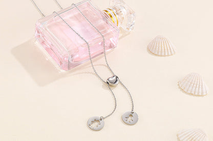 Fashion Stainless Steel Tassel Heart-shape Hollow Necklace