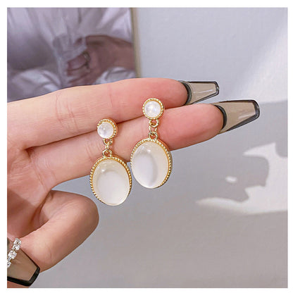 Lady Heart Shape Flower Alloy Plating Inlay Opal Zircon Women's Drop Earrings Ear Studs