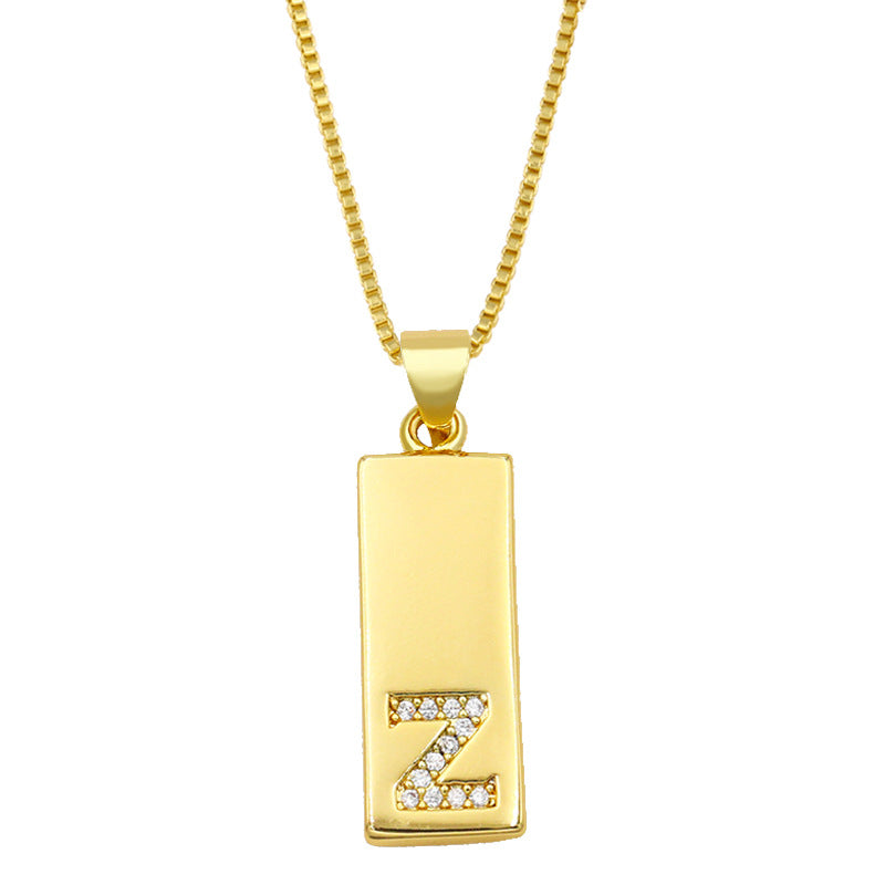 Simple Rectangle 26 Letter Necklace