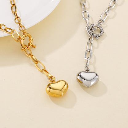 Fashion Heart Shape Titanium Steel Hollow Out Necklace