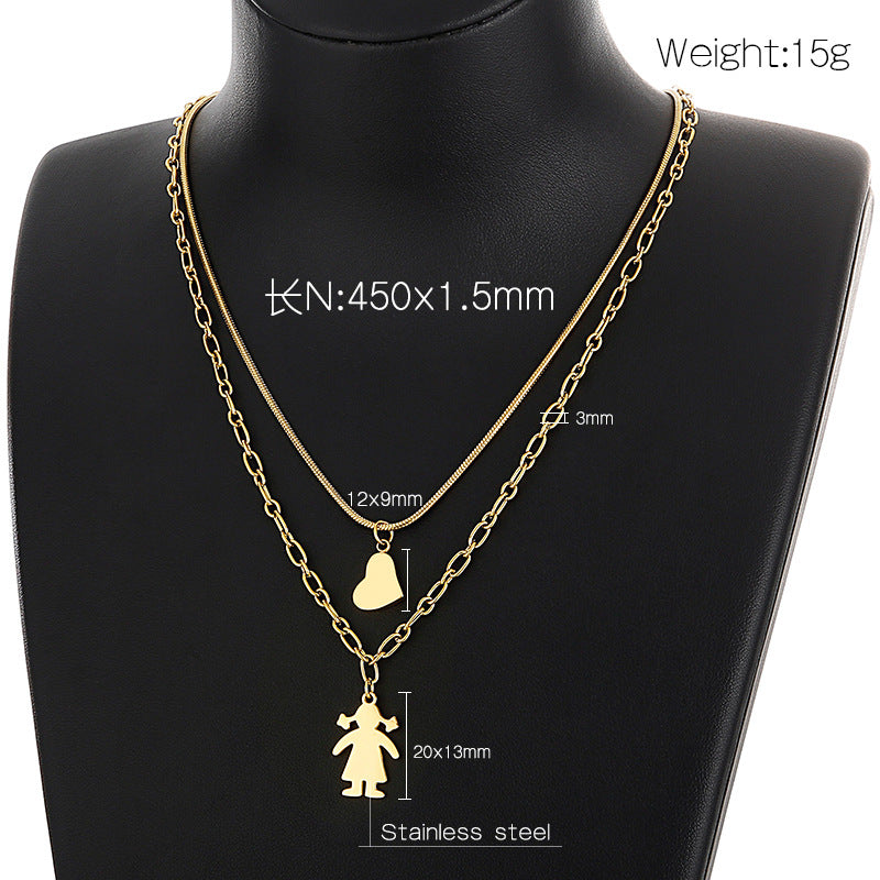 Wholesale New Fashion Stainless Steel Heart Figure Pendent Necklace Gooddiy