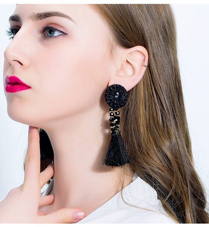 1 Pair Ethnic Style Tassel Artificial Crystal Cloth Plating Women's Drop Earrings