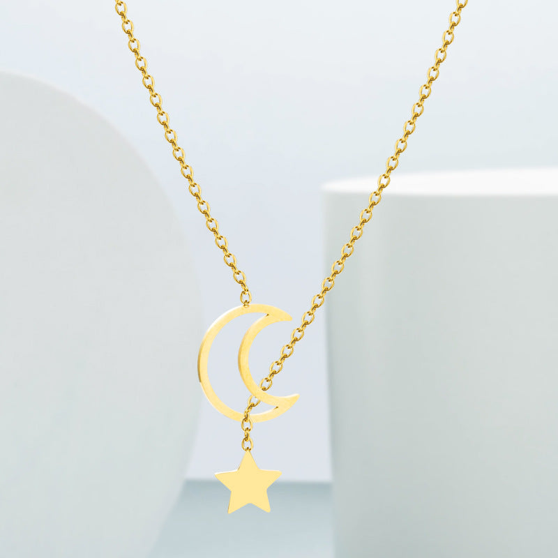 Fashion Star Moon Pendant Titanium Steel Necklace Wholesale Gooddiy