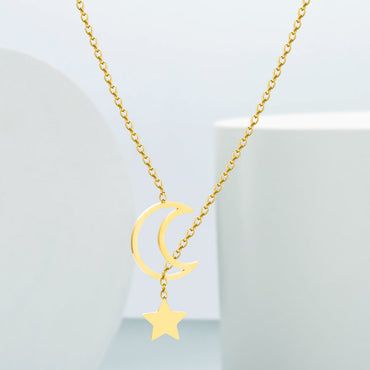 Fashion Star Moon Pendant Titanium Steel Necklace Wholesale Gooddiy