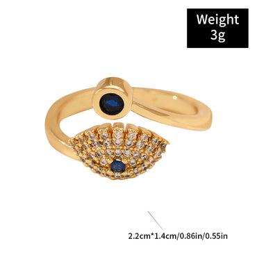 Casual Streetwear Eye Copper Plating Inlay Zircon Open Rings