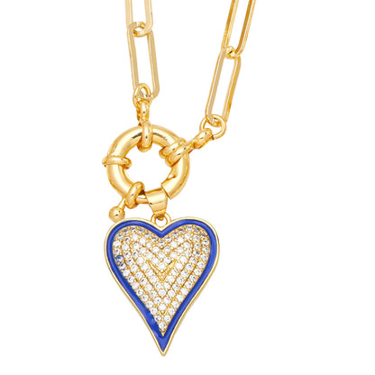 Fashion Heart Copper 18k Gold Plated Necklace In Bulk