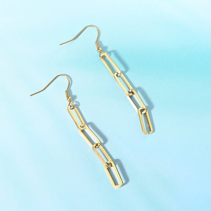 1 Pair Simple Style Paper Clip Solid Color Plating Stainless Steel Drop Earrings