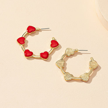 Jewelry Wholesale A Pair Of Drip-glazed Love Fashion Earrings