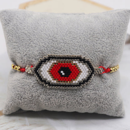New Europe And America Cross Border Hot Sale Bohemian Miyuki Bead Hand-woven Devil's Eye Tassel Bracelet