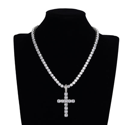 European And American Hip Hop Super Cool Small Zircon Cross Pendant Trend Pop Style Jewelry