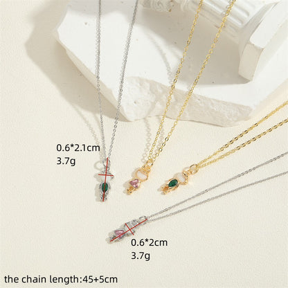 hot cute little boy and girl zircon pendant necklace European and American niche design simple clavicle chain