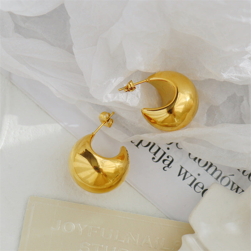 1 Pair Simple Style Solid Color Plating Stainless Steel Gold Plated Earrings