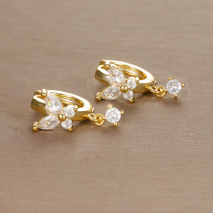 1 Pair Ig Style Butterfly Plating Inlay Copper Zircon Earrings