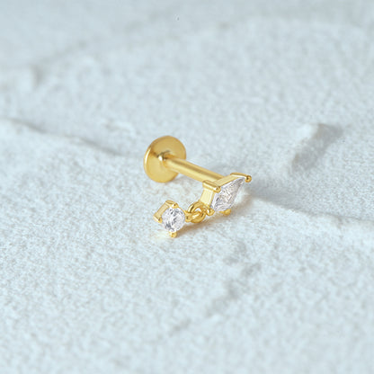 1 Piece Simple Style Flower Plating Sterling Silver Zircon Ear Studs