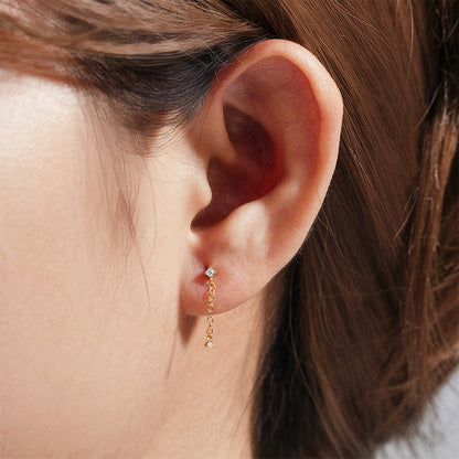 1 Piece Simple Style Geometric Plating Sterling Silver Zircon Ear Studs