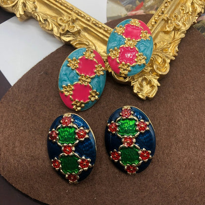 1 Pair Retro Geometric Plating Alloy Ear Studs