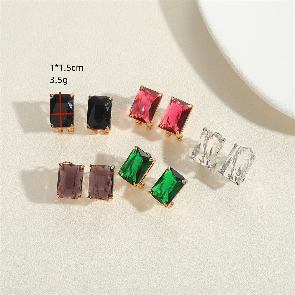 European and American new temperament trendy square crystal zircon earrings nipples niche fashion personality exquisite earrings jewelry wholesale