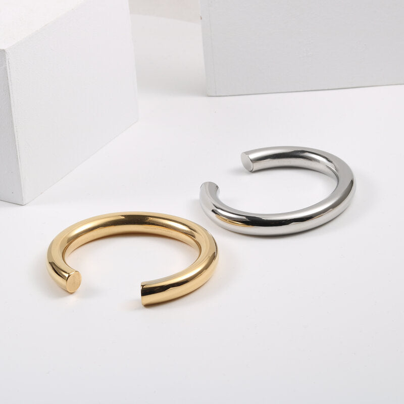 Simple Style C Shape Titanium Steel Plating Bangle