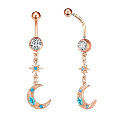 Fashion Heart Shape Copper Plating Zircon Belly Ring 1 Piece