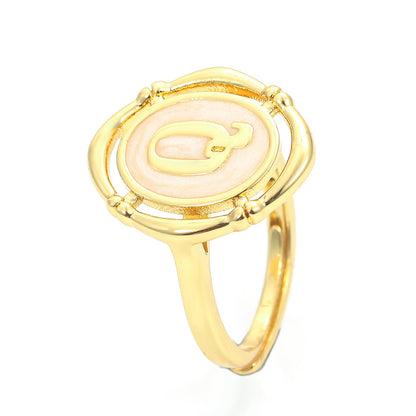 Korean Style Round Copper Gold Plated Zircon Rings 1 Piece