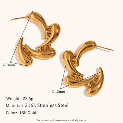 1 Pair Lady Streetwear Geometric Plating Stainless Steel Ear Studs