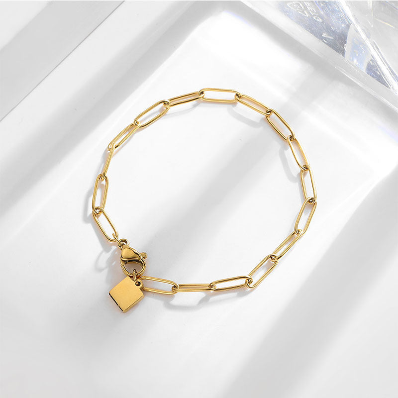 Simple Style Geometric Titanium Steel Plating 18k Gold Plated Bracelets