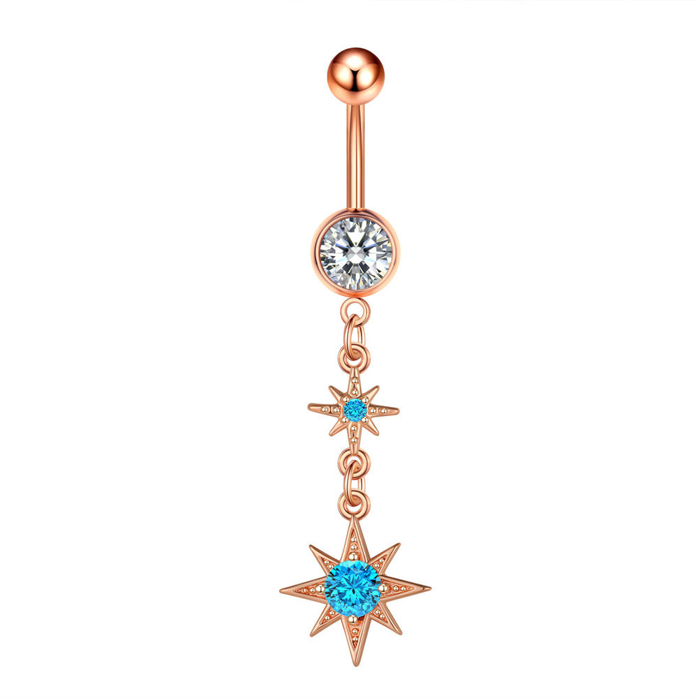 Fashion Heart Shape Copper Plating Zircon Belly Ring 1 Piece